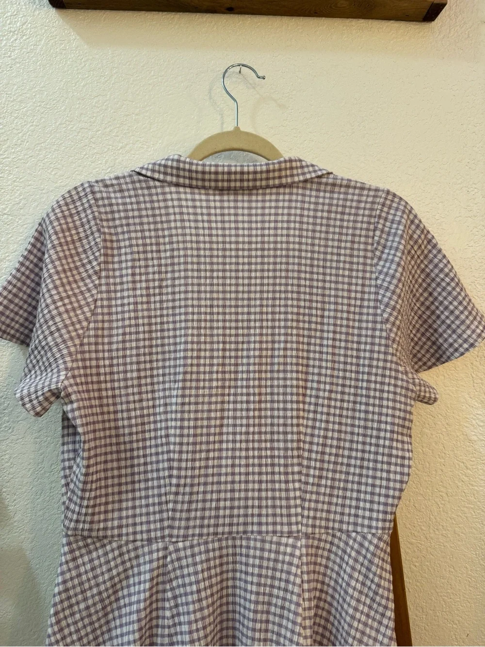 Madewell Lavender-Check Button-Front Mini Dress - Picture 12 of 13